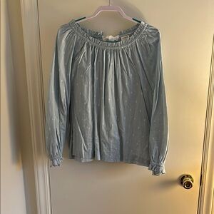 J. Crew Sky Blue Blouse with Subtle Embroidery